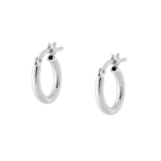 Ohrringe: glatter Kreis Ø 12 mm, Stiftquerschnitt 2 mm, aus 925er Silber, platin galvanisiert. - MeinSchmuckShop