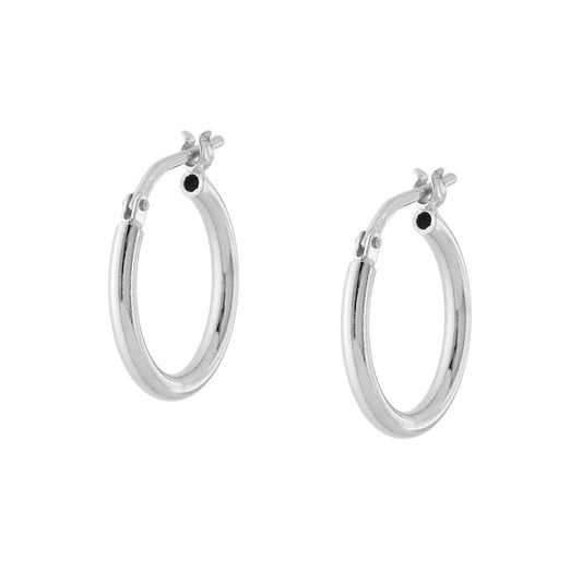 Ohrringe: glatte Kreise, Ø 16 mm, Drahtquerschnitt 2 mm, aus 925er Silber, galvanisch platiniert Platin. - MeinSchmuckShop