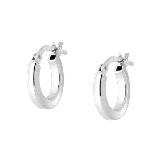 Ohrringe glatter Ring, 12 mm Durchmesser, Quadratrohr-Querschnitt 2 mm, aus Silber 925, platin galvanisch veredelt. - MeinSchmuckShop