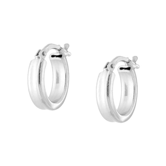 Ohrringe – glatter Kreis, 12 mm, rechteckiger Rohrquerschnitt 3,2 x 1,6 mm, in Silber 925, galvanisch plattiert mit Platin - MeinSchmuckShop