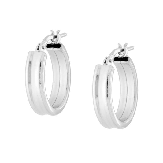 Ohrringe, glatter Kreis Ø 16 mm, Drahtquerschnitt rechteckig 4 x 1,8 mm, aus 925er Silber, galvanisch platinisiert. - MeinSchmuckShop