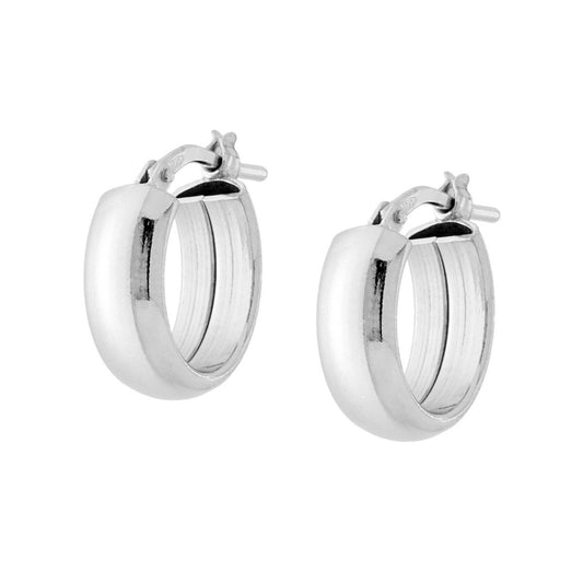 Ohrringe glatter Kreis Ø14 mm, Rohrquerschnitt semioval 5 x 1,7 mm, in Silber 925 galvanisch Platin - MeinSchmuckShop
