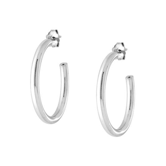 Ohrringe, glatter Kreis, Ø30 mm, Drahtstärke 3 mm, aus Silber 925, galvanisch platiniert. - MeinSchmuckShop
