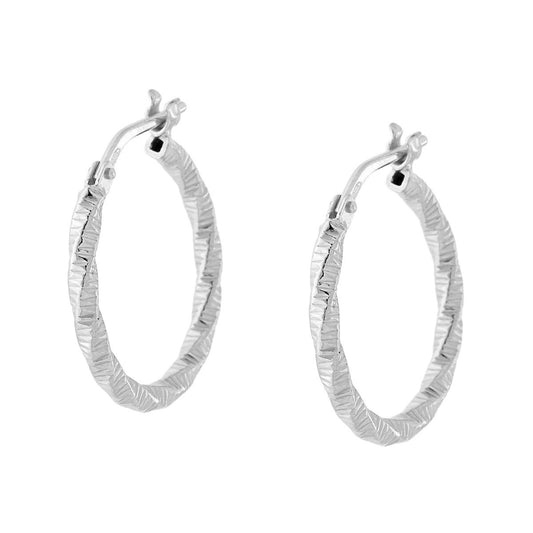 Ohrring diamantiert Ø 19 mm, Drahtquerschnitt 2 mm, aus Silber 925, galvanisch Platin. - MeinSchmuckShop
