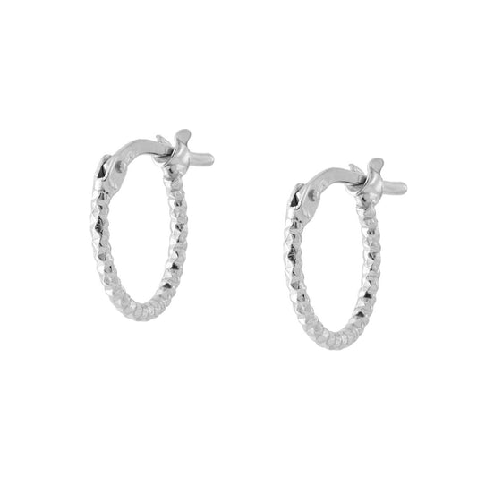 Diamantierte Creolen, Durchmesser 10 mm, Drahtquerschnitt 1,2 mm, aus 925er Silber, rhodiniert. - MeinSchmuckShop