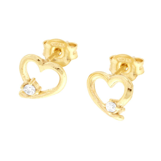 Ohrringe Herzform und Cubic Zirconia Weiß in Silber 925 Goldplattiert - MeinSchmuckShop
