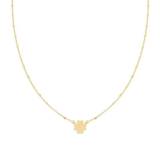 Kette Forzatina mit diamantgeschnittenen Würfeln und Vierblättrigem Kleeblatt, aus 925er Silber, galvanisch vergoldet - MeinSchmuckShop