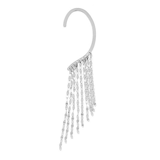 Langes Ohrring, linkes Ear-Cuff-Kronleuchter mit Mehrreihiger Marinara-Kette, diamantiert, aus Silber 925, rhodiniert - MeinSchmuckShop