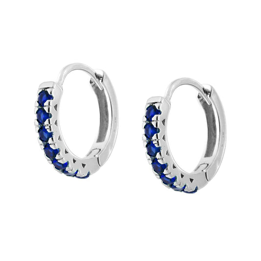Ohrringe, Kreisform, 17 mm, mit blauem Cubic Zirconia (Saphirblau), aus Silber 925 rhodiniert. - MeinSchmuckShop