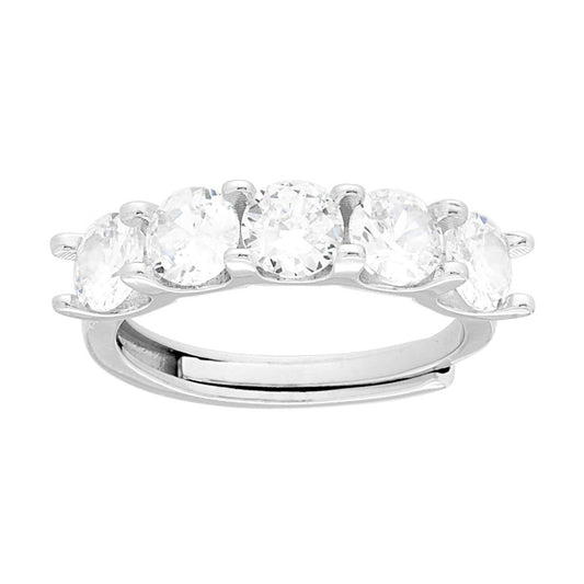Veretta-Ring mit weißen Cubic Zirconia, 5 mm, Silber 925, rhodiniert. - MeinSchmuckShop