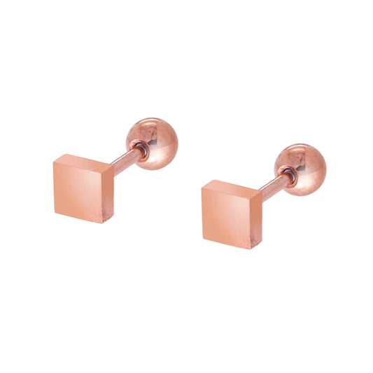 Quadratische Ohrringe, 4 mm, mit Schraubverschluss aus Chirurgenstahl, rosa - MeinSchmuckShop