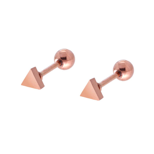 Ohrstecker Dreieck 4 mm mit Schraubverschluss aus chirurgischem Stahl, rosa - MeinSchmuckShop