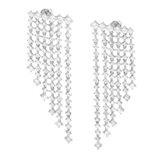 Kronleuchter-Ohrringe, sechsfädig degradé Tennis, mit weißen Cubic Zirconia, aus Silber 925, galvanisch rhodiniert. - MeinSchmuckShop