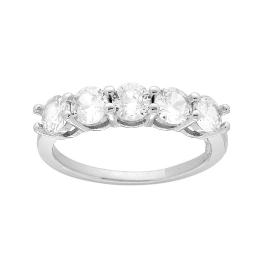 Veretta-Ring mit weißen Cubic Zirconia, 4 mm, aus 925er Silber, rhodiniert. - MeinSchmuckShop
