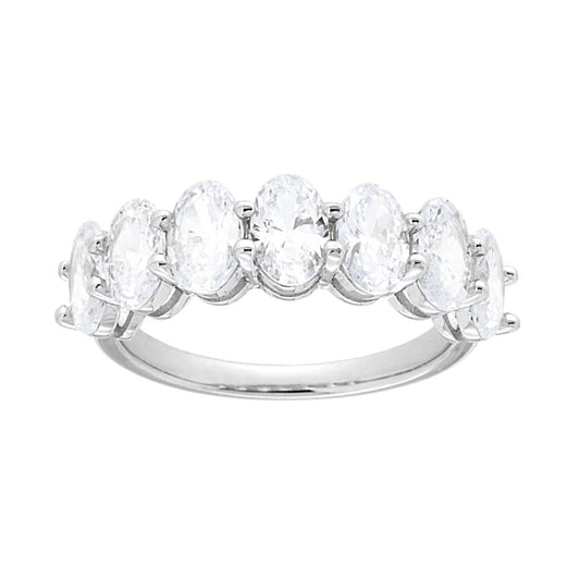 Veretta-Ring mit weißen ovalen Cubic-Zirkonia, Durchmesser 6 mm, aus Silber 925, rhodiniert - MeinSchmuckShop