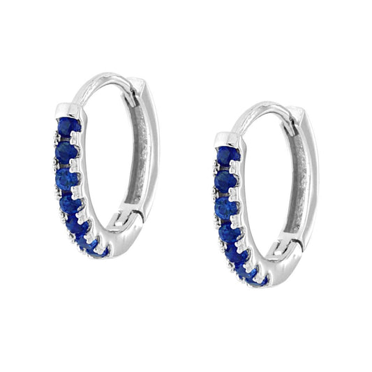 Ohrringe Kreis 13 mm mit Cubic Zirconia Blau Saphir in Silber 925 rhodiniert - MeinSchmuckShop