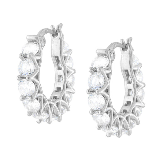 Eternity-Hoop-Ohrringe mit weißen Cubic Zirconia, aus 925er Silber, rhodiniert - MeinSchmuckShop