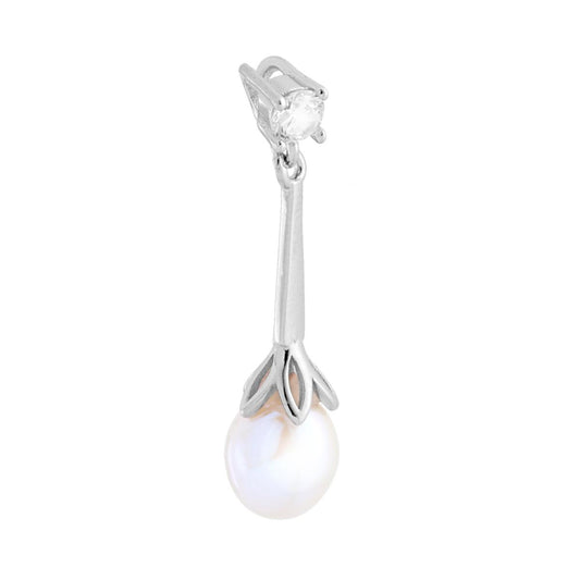 Weißer Punto-Luce Anhänger mit Flussperle, rhodiniert, 925er Silber - MeinSchmuckShop
