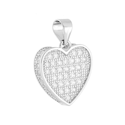Anhänger Herz mit weißen Cubic Zirconia in Silber 925 rhodiniert - MeinSchmuckShop