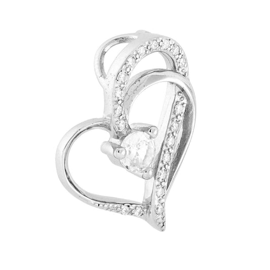 Anhänger Herz mit Lichtpunkt und weißen Cubic Zirconia-Steinen aus 925er Silber, rhodiniert - MeinSchmuckShop