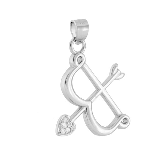 Anhänger Bogen und Pfeil mit weißen Cubic Zirconia aus 925er Silber, rhodiumbeschichtet - MeinSchmuckShop
