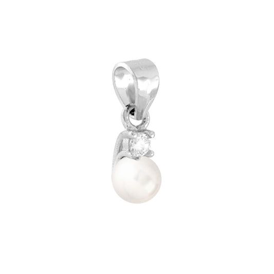 Anhänger Glasperle Perlato, 4 mm, mit Cubic Zirconia Weiß, aus 925er Silber rhodiniert - MeinSchmuckShop