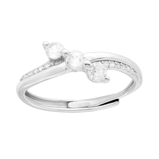 Ring Trilogy mit weißen Cubic Zirconia in 925er Sterlingsilber rhodiniert - MeinSchmuckShop