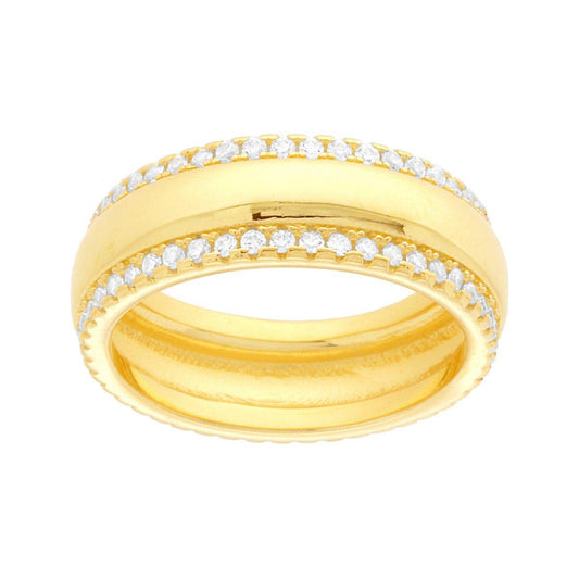 Eternity-Ring mit weißen Cubic Zirconia aus 925er Silber, vergoldet - MeinSchmuckShop