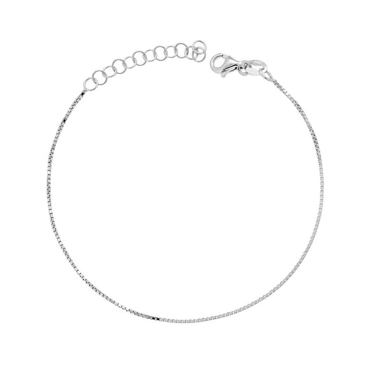 Armband Venezianerkette mit Diamanten 015 Querschnitt 0,8 mm in Silber 925 rhodiniert - MeinSchmuckShop