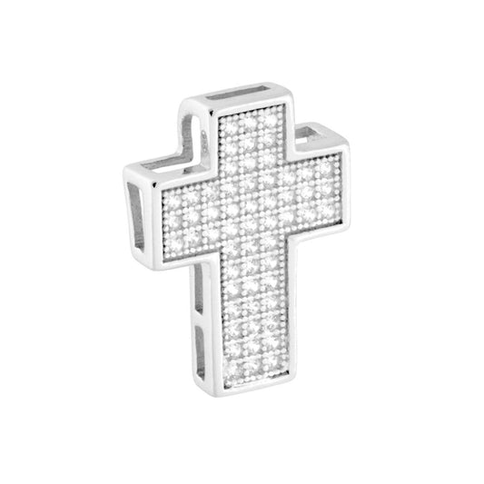 Anhänger Kreuz mit weißen Zirkonia in 925er Silber, rhodiniert. - MeinSchmuckShop