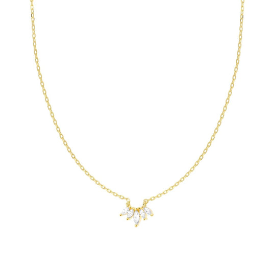 Halskette mit feiner Kette, Diamantbesatz mit weißen Cubic Zirconia, Silber 925, vergoldet - MeinSchmuckShop