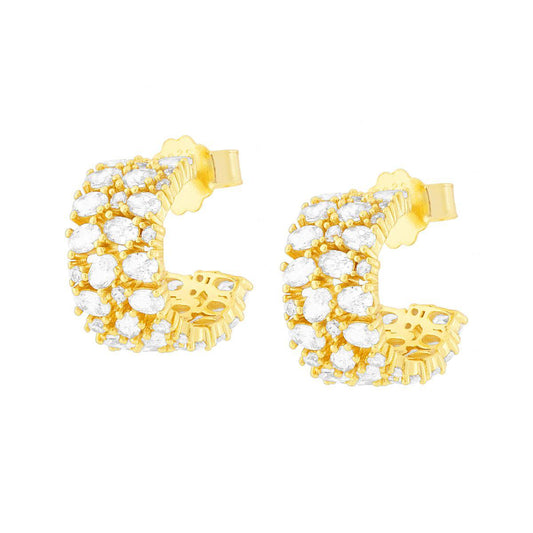 Ohrringe Kreise mit weißen Cubic-Zirkonia, Silber 925, Gold galvanisiert - MeinSchmuckShop