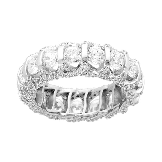 Eternity-Veretta-Ring mit drehbarer Veretta und weißen Cubic Zirconia, aus 925er Silber rhodiniert. - MeinSchmuckShop