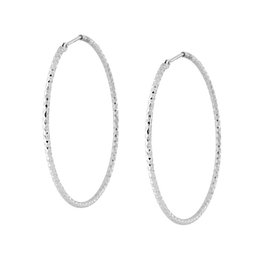 Creolen 45 mm mit 1,5 mm facettierter Diamant-Röhre, Silber 925, rhodiumbeschichtet - MeinSchmuckShop