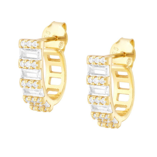 Ohrringe mit weißen Cubic-Zirconia-Baguettes in Silber 925, vergoldet - MeinSchmuckShop