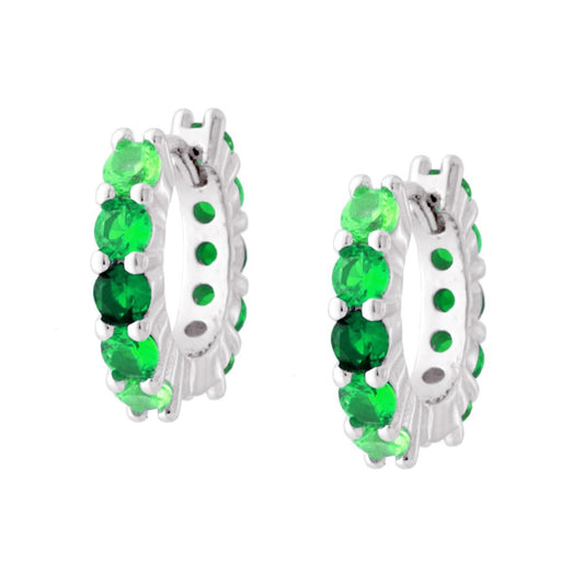 Ohrstecker mit Schnappverschluss, 15 mm, Cubic Zirconia in Smaragdgrün, Silber 925, rhodiniert galanisiert - MeinSchmuckShop