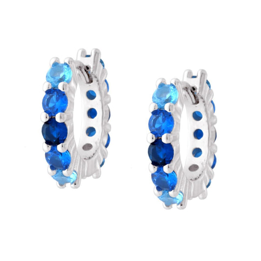 Ohrringe Kreishoop 15 mm mit Cubic Zirconia Farbverlauf Blau-Saphir in Silber 925 rhodiniert galvanisch - MeinSchmuckShop