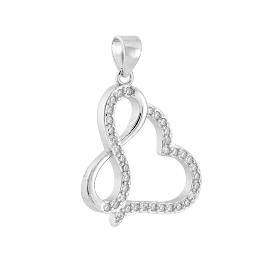 Infinity-Herz-Anhänger mit weißen Cubic Zirconia aus 925er Silber, rhodinierten. - MeinSchmuckShop