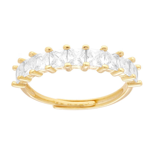 Ring Veretta Carre Kubisches Zirkonoxid Weiß in 925er Silber, Goldplattiert - MeinSchmuckShop