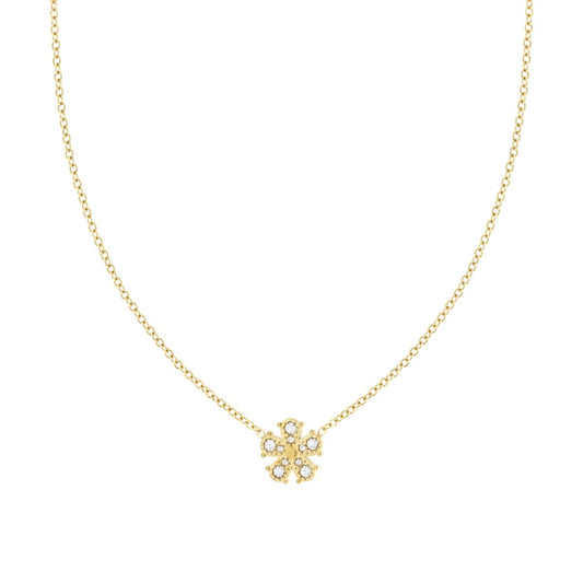 Halskette aus Edelstahl, goldfarben, diamantbesetzte Forzatina-Kette mit Blume und Crystal Bianchi - MeinSchmuckShop