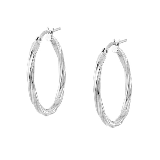 Ohrringe – Ring aus Canne Torchon, 25 mm, Silber 925, rhodiniert galvanisch - MeinSchmuckShop