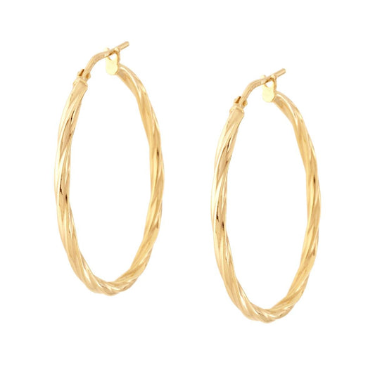 Ohrringe Kreis Torchon-Draht 33 mm aus Silber 925 mit Gold galvanisiert. - MeinSchmuckShop