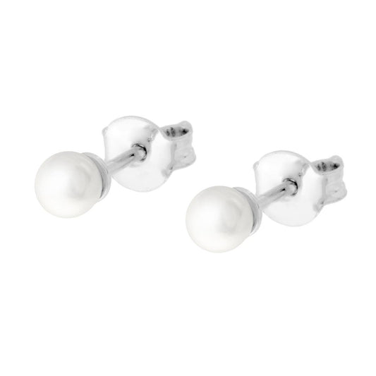Ohrringe Perle 4 mm in Silber 925 rhodiniert - MeinSchmuckShop