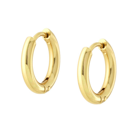 Ohrringe: Kreis mit Schnappverschluss, Ø 15 mm, aus Edelstahl, goldfarben - MeinSchmuckShop