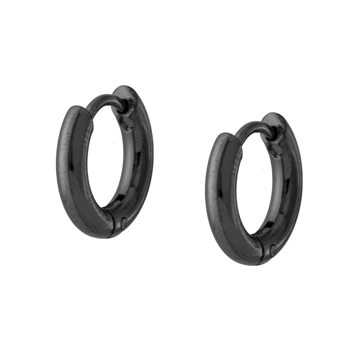 Ohrcreolen mit Schnappverschluss 13 mm aus Edelstahl Farbe Schwarz - MeinSchmuckShop