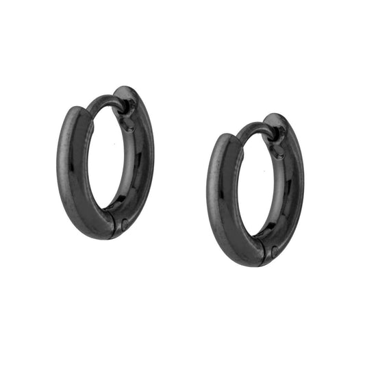 Ohrcreolen mit Schnappverschluss 13 mm aus Edelstahl Farbe Schwarz - MeinSchmuckShop