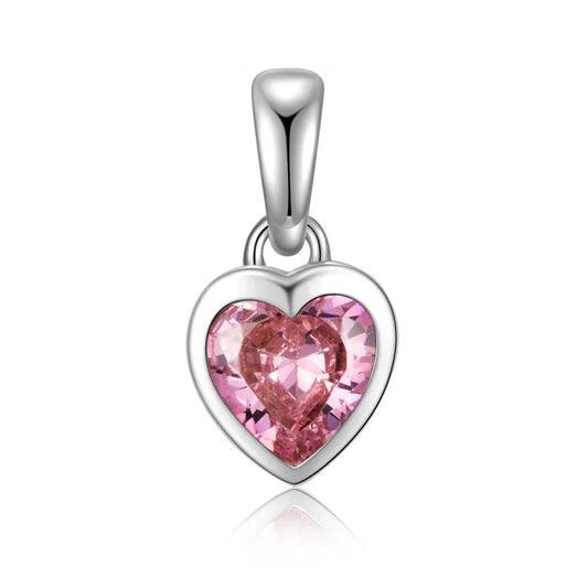 Anhänger Herz mit Zirkonia pink Silber 925/000 - MeinSchmuckShop