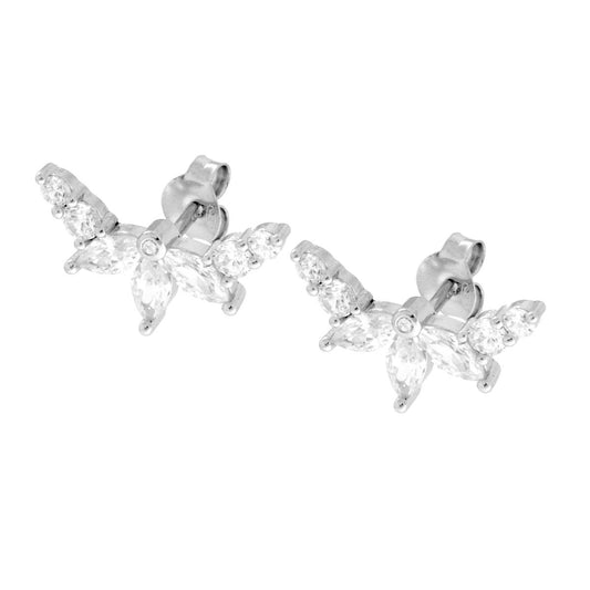 Ohrstecker Libelle mit weißen Cubic-Zirkonien aus 925er Silber rhodiniert - MeinSchmuckShop
