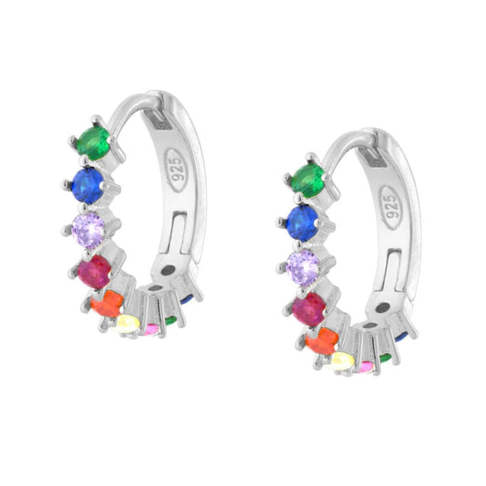 Ohrring aus Cubic Zirconia Multicolor Rainbow, Silber 925, rhodiniert (Rhodium-Beschichtung) - MeinSchmuckShop