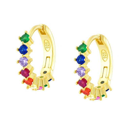 Ohrringe aus Silber 925 mit mehrfarbigem Cubic Zirconia Rainbow, vergoldet - MeinSchmuckShop